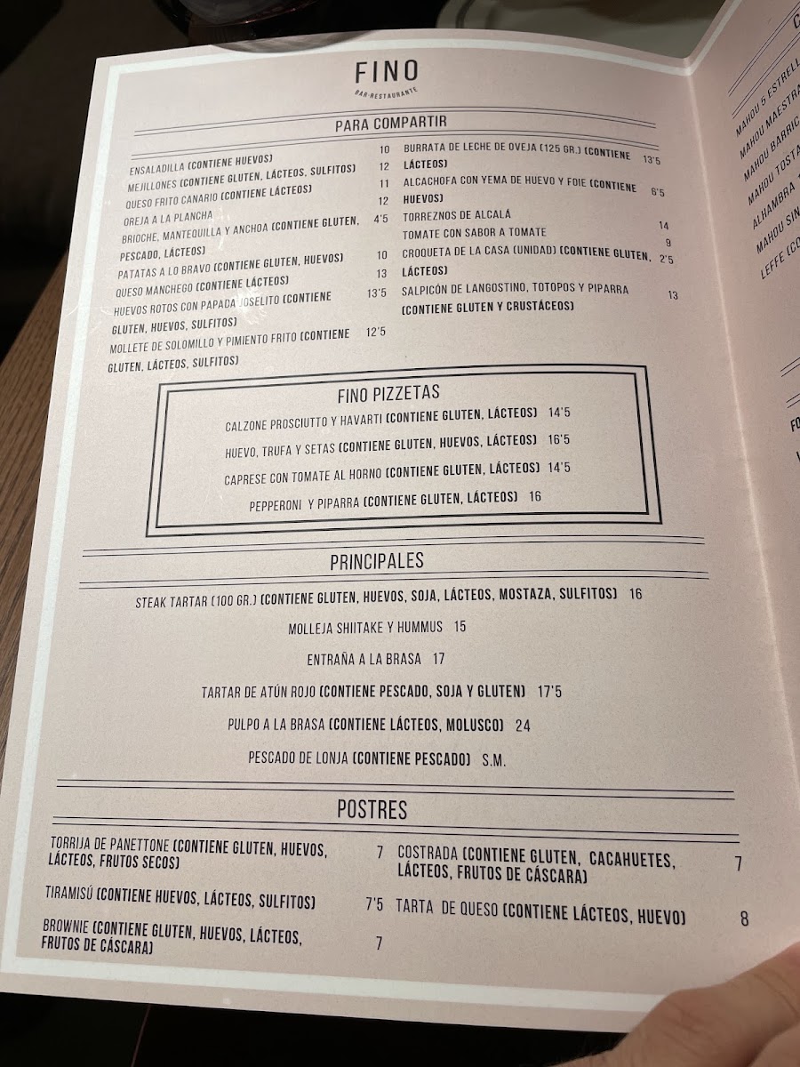 Menu Restaurante Fino Bar - Alcalá De Henares-5