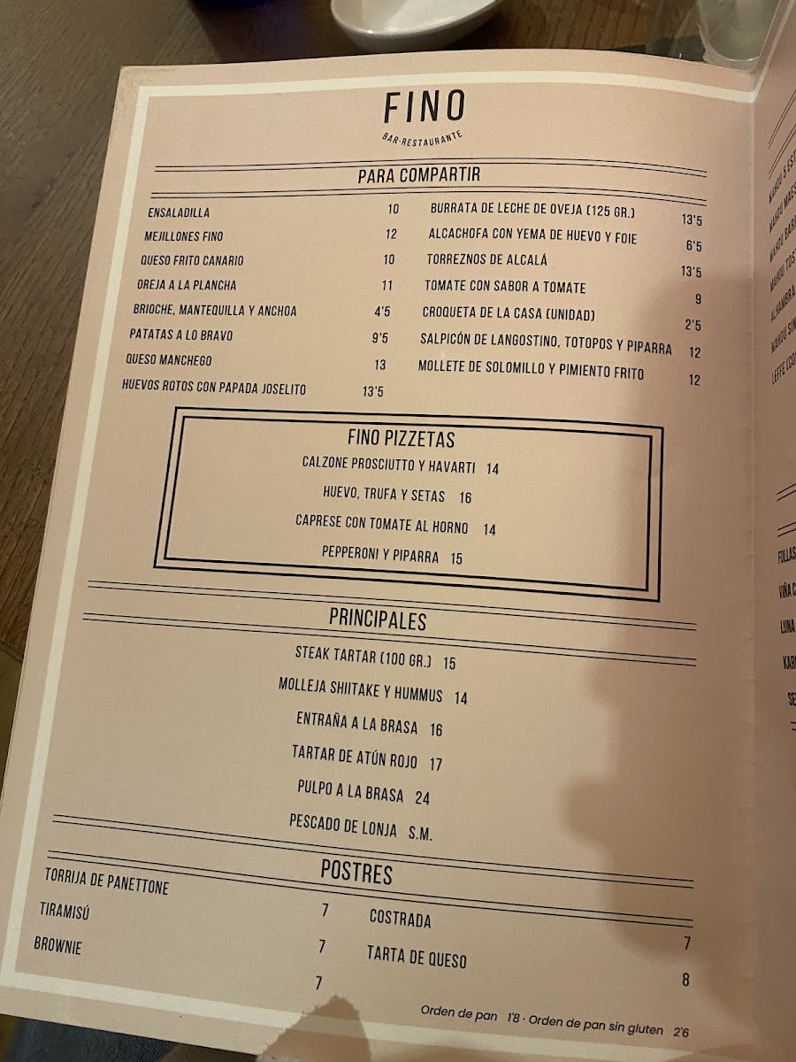 Menu Restaurante Fino Bar - Alcalá De Henares-7